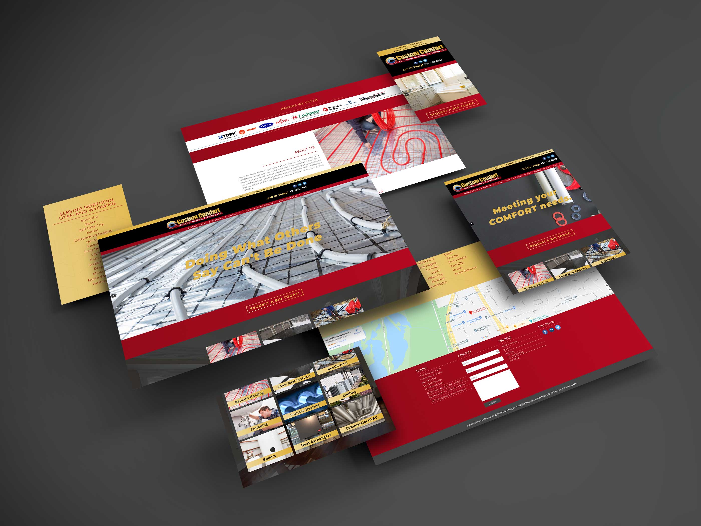 Screenshots of Custom Comfort Inc website