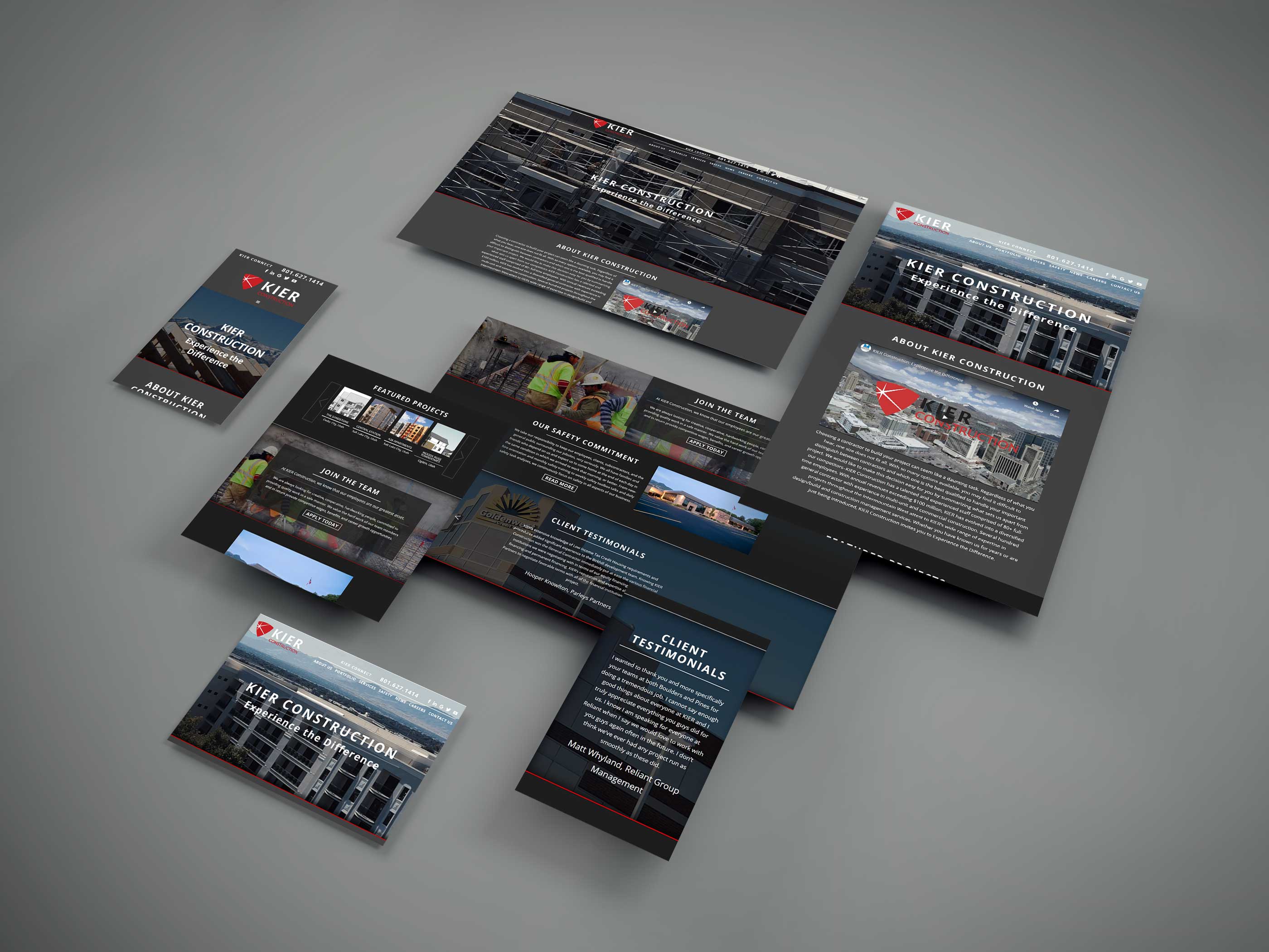 Screenshots of Kier Construction website