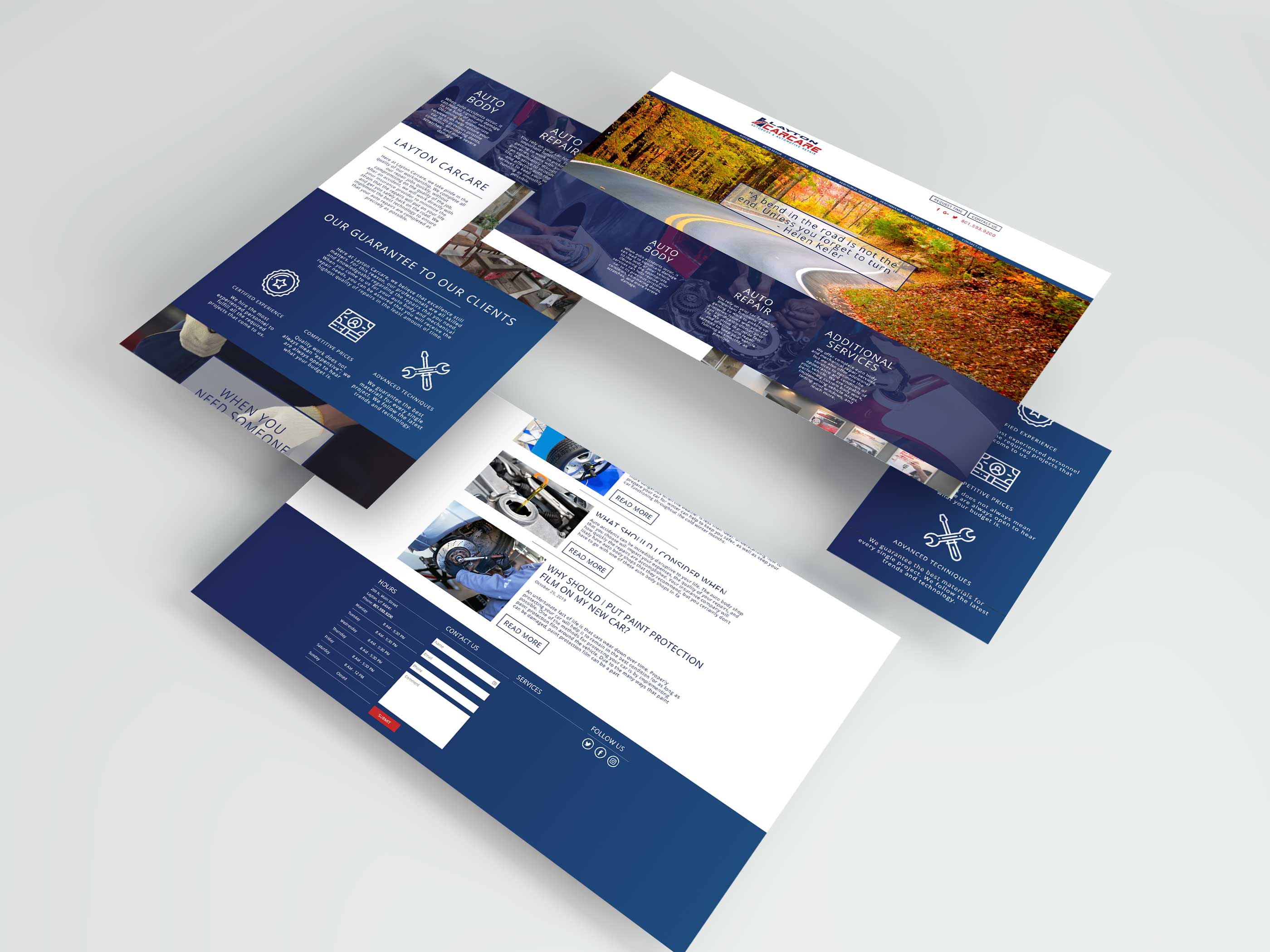 Screenshots of Layton Car Care website