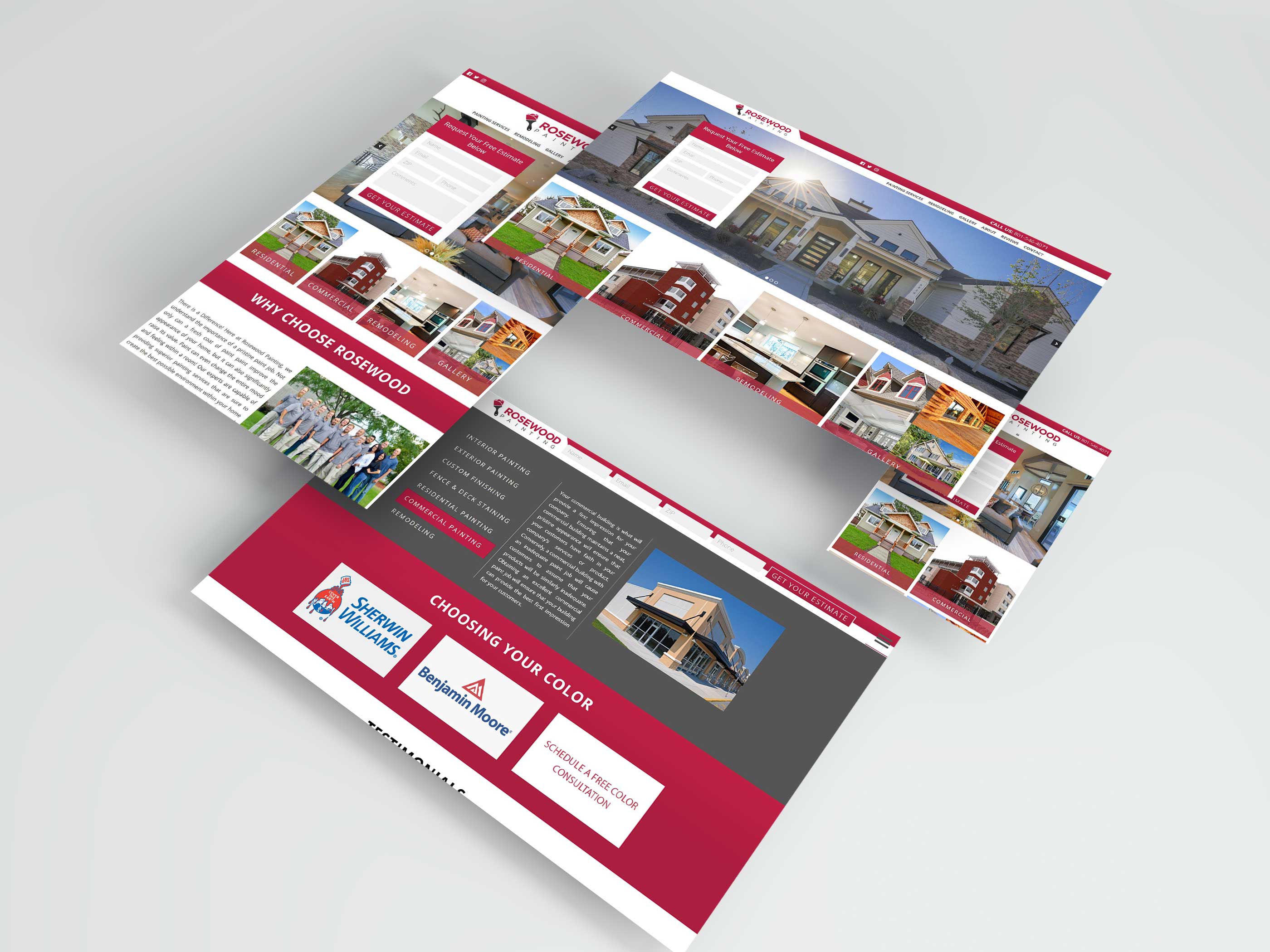 Screenshots of Rosewood Painting website