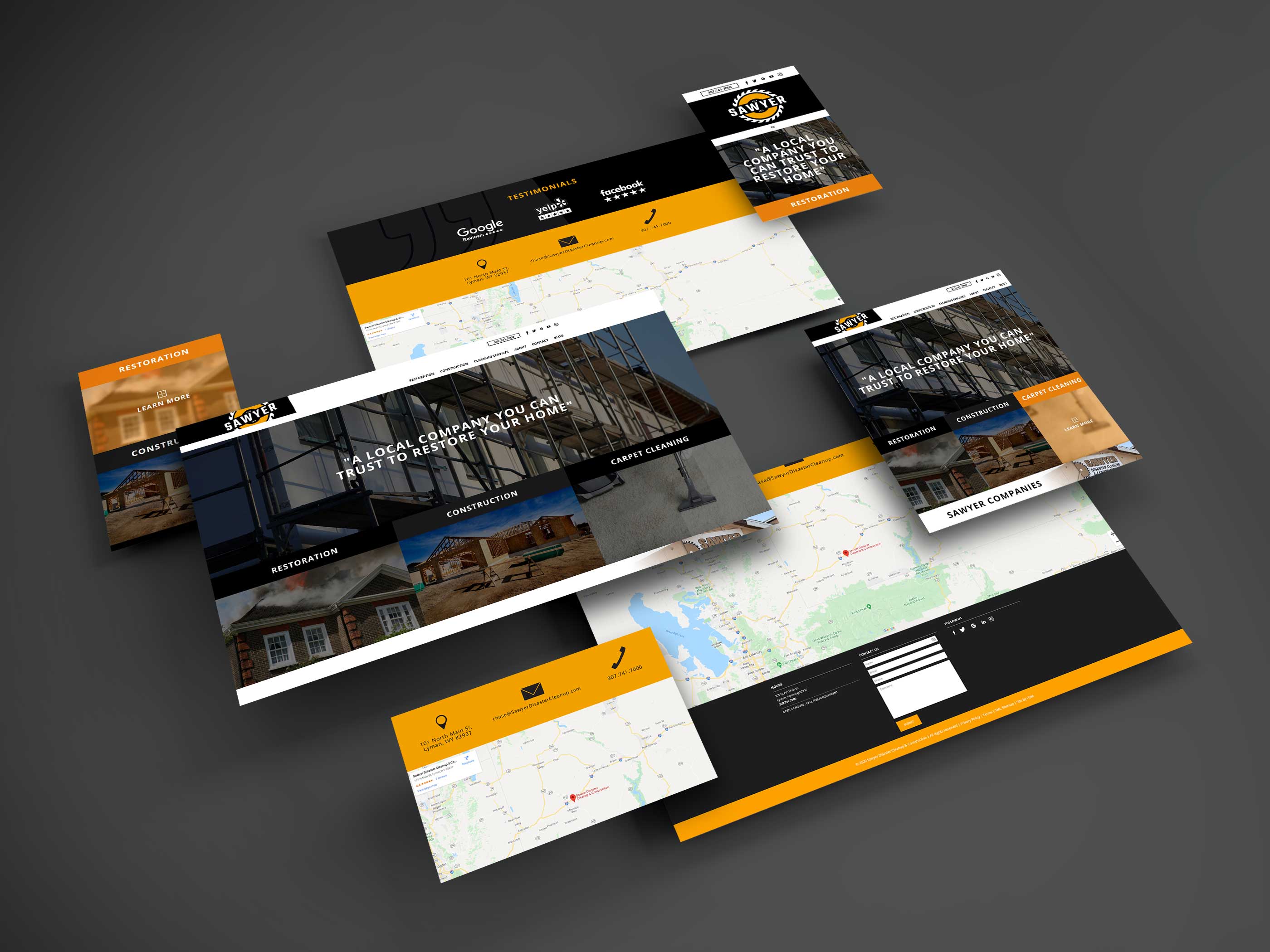 Screenshots of Sawyer Restoration website