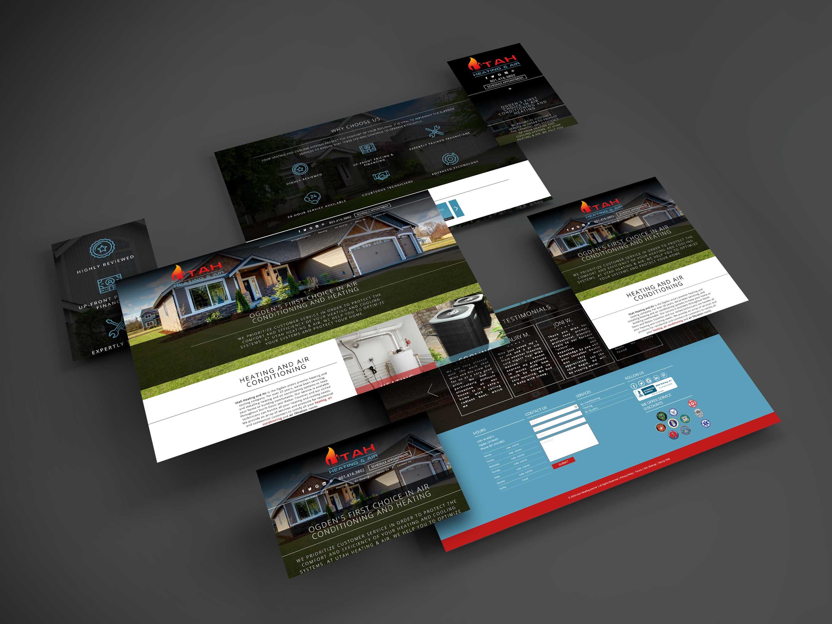 Screenshots of Utah Heating and Air website